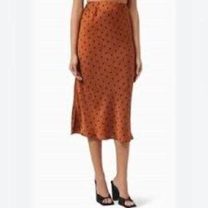 MINKPINK | Gardenia Silky Polka Dot Print Midi Skirt